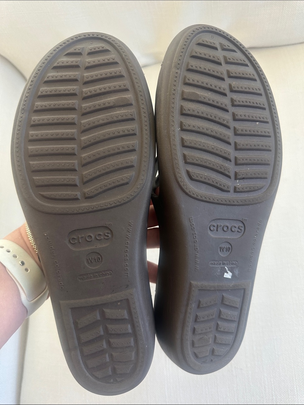 CROCS Womens Dark Brown Dual-Strap Slide Sandals size 10 - Picture 2 of 6